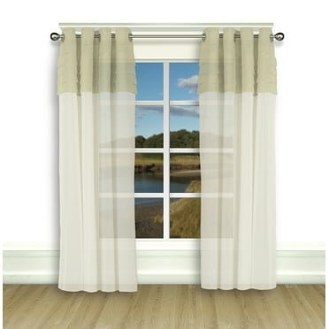 Geneva Pleated 2-Tone Grommet Panel 52x72 Linen/Ivory