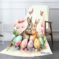 thumbnail image 2 of Amarainy Easter Bunny Floral Blanket With Colorful Eggs And Butterflies Soft Flannel Throw For Winter Gift Home Sofa Bed Decoration 50x60 inch, 2 of 5