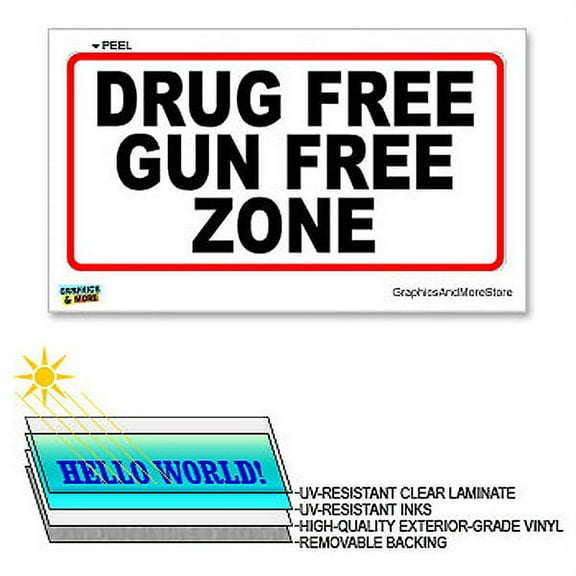 Drug Gun Free Zone - 12 in x 6 in - Laminated Sign Window Sticker