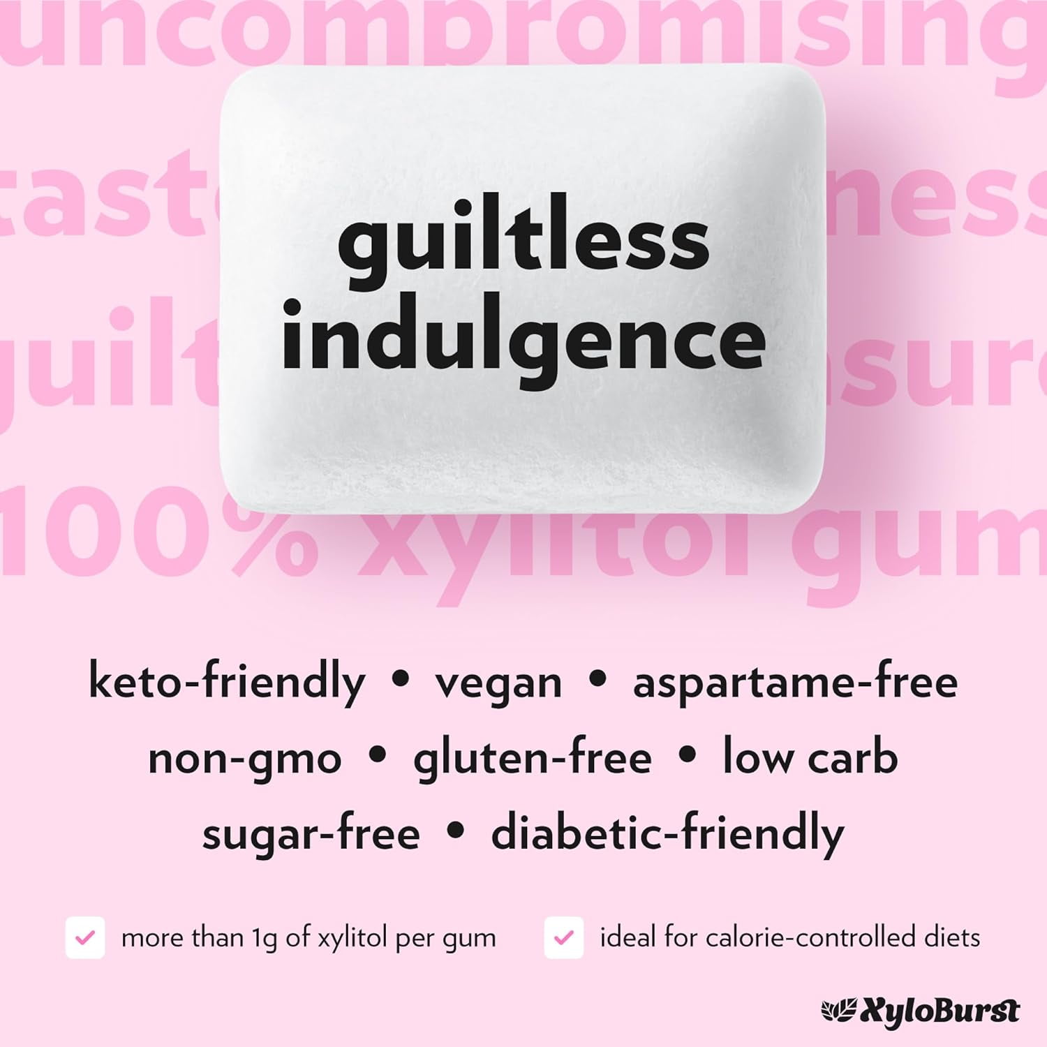 XyloBurst Gum | Xylitol Chewing Gum | Sugar Free, Gluten Free, Keto Friendly | Aspartame Free Gum For Oral Health | Bubble Gum | 500-Count Bag