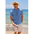 thumbnail image 3 of COOFANDY Men's Cotton Linen Henley Shirt Short Sleeve Hippie Casual Beach T-Shirts with Pocket, 3 of 8