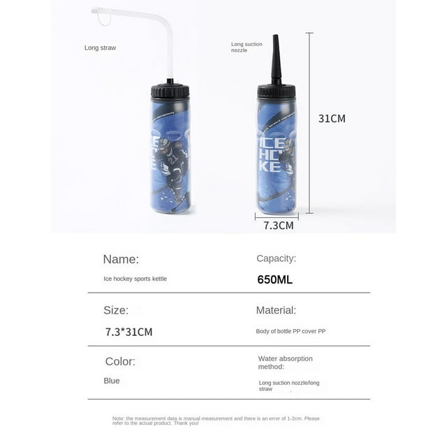 Botella de Agua para Hockey Sobre Hielo de 650ML, Botella PortáTil de FúTbol , DiseñO CláSico de Punta Extendida, Boquilla para Botella Deportiva