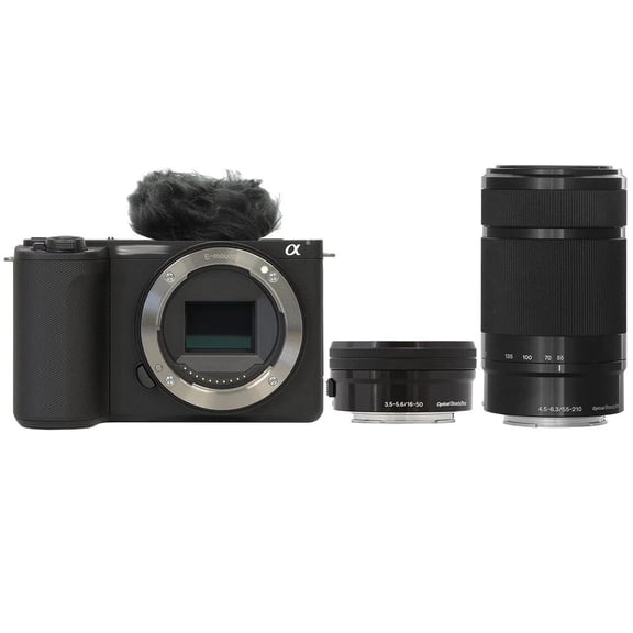Restored Sony ZV-E10 II 26MP APS-C 4K Mirrorless Camera with 16–50mm and 55–210mm OSS Lenses, Black, International Version