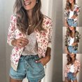 thumbnail image 2 of CEHVOM Veste Décontractée à Col Rond Rétro à Fleurs avec Fermeture Éclair pour Femmes, 2 of 8