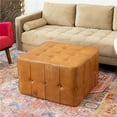 thumbnail image 3 of Ottoman Carré en Cuir Véritable 30 Pouces Style Mid-Century Modern, 3 of 3