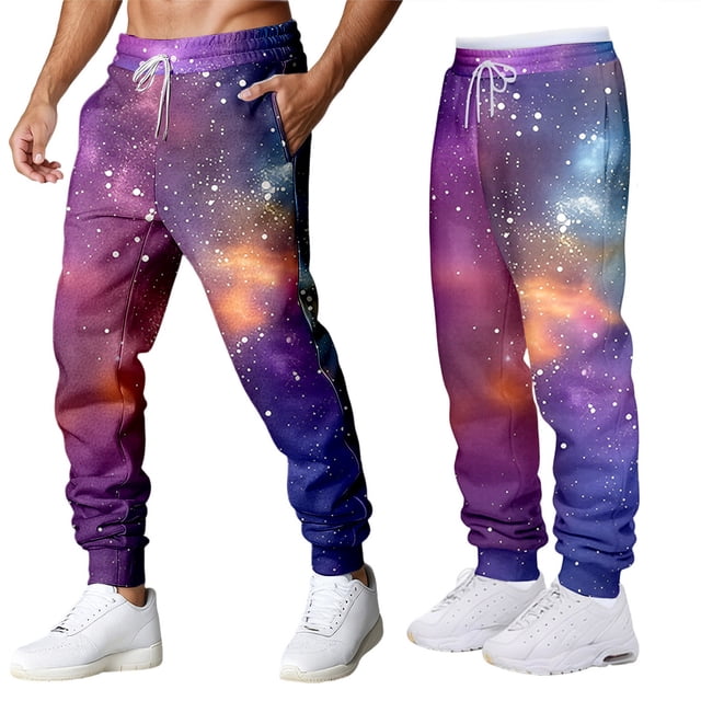 Pantalons Décontractés pour Hommes avec Imprimé Galaxie pour Usage Quotidien avec Extensible Confortable et Design à Thème Spatial