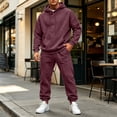 thumbnail image 2 of Delconic Mens 2 Piece Hoodie and Jogger Set Pullover Hooded Sweatshirt with Kangaroo Pocket Drawstring Pants Casual Tracksuit Wine S, 2 of 9