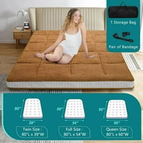 NAIZEA Japanese Floor Mattress, 4" Thick Sherpa Fleece Folding Roll Up Futon Mattress, Reversible and Foldable Sleeping Pad