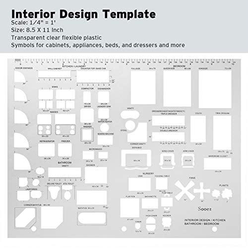 Sooez Architectural Templates, House Plan Template, Interior Design Template,  Furniture Template, Drawing Template Kit, Drafting Tools and Supplies, Template  Architecture Kit, 1/4 Scale - Walmart.com