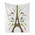 thumbnail image 1 of Psychedelic Soft Flannel Fleece Blanket, France Eiffel Tower Abstract Fireworks Design Rainbow Psychedelic Patterns Art, Cozy Plush for Indoor and Outdoor Use, 50" x 70", Multicolor, by Ambesonne, 1 of 6