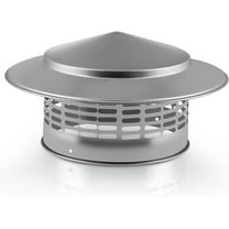 6 Inch Round Chimney Cap made of 304 Stainless Steel, includes a screen, suitable for stove pipe chimneys, color is silver.