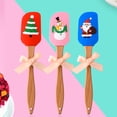 thumbnail image 3 of pdqouc Scraper Kitchen Handle Baking Wooden Tools Design Spatula Silicone Christmas Kitchen Dining & Bar Christmas Silicone Spatula Set with Wooden Handle for Baking Cooking and Christmas, 3 of 4