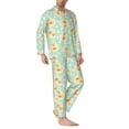 thumbnail image 2 of Salouo Cute Duck Print Button-Front Long Sleeve Pajama Set for Men, Soft 2Pjs Men's Long Sleeve Sleepwear-Small, 2 of 7