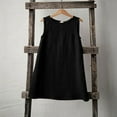 thumbnail image 2 of Milgrthf Robe d'Été en Coton et Lin pour Filles, Mignonne, Ligne A, Col Rond, Sans Manches, Décontractée, Noire, 9 Ans, 2 of 9