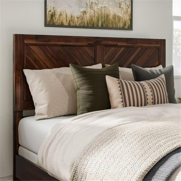 Pemberly Row Canyon Queen Wood Headboard in Barnwood