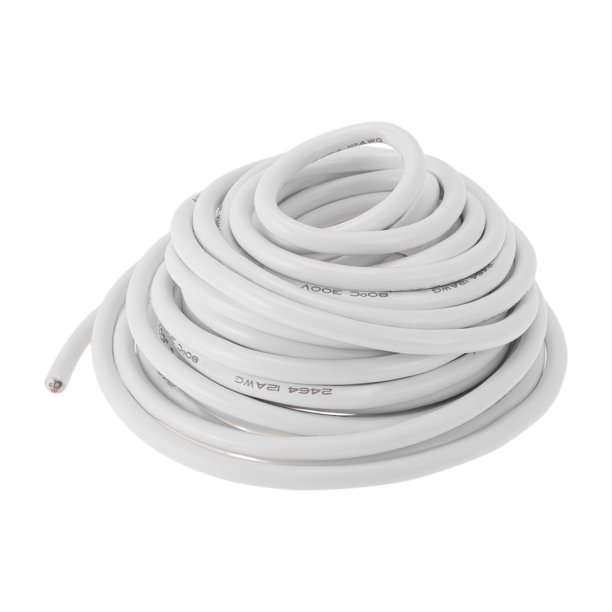 Cables eléctricos únicos para automóviles, cable de alimentación de 75 pies, blanco TC, 1 pieza, 12AWG, 3 conductores, completamente aislado y con chaqueta de tacto suave, universal