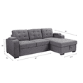 thumbnail image 3 of Primo Belmont Right-Facing Sleeper Sectional Sofa with Storage Chaise, Tufted Grey Fabric Pull-Out Couch for Living Room, 3 of 5