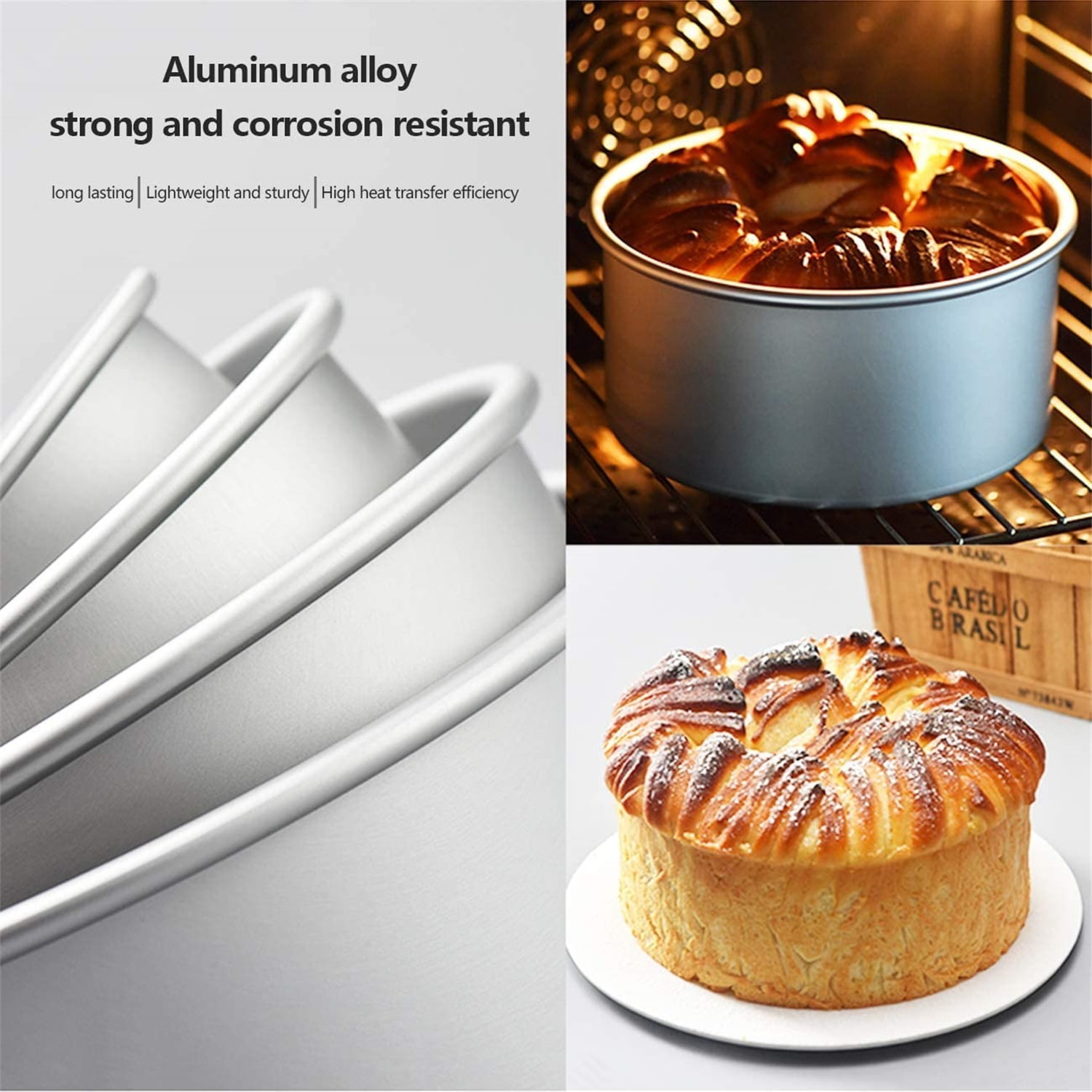 Kepooman Kitchen Non-stick Aluminum Round Cheesecake Mold with Removable Bottom, Set of 2, Silver Kepooman Kitchen Non-stick Aluminum Round Cheesecake Mold with Removable Bottom, Set of 2, Silver
