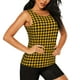 thumbnail image 2 of Fotbe Retro Yellow and Black Houndstooth Blusas Sin Mangas para Mujer – Estilo Casual, Corte Suelto, Slim-Fit, Cuello Redondo Deportivo, Tops de Verano para Gimnasio y Yoga-Medium, 2 of 7