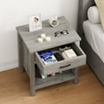 thumbnail image 2 of Farmhouse Square Nightstand, End Table with Storage Drawer for Bedroom Living Room, Grey, 2 of 7