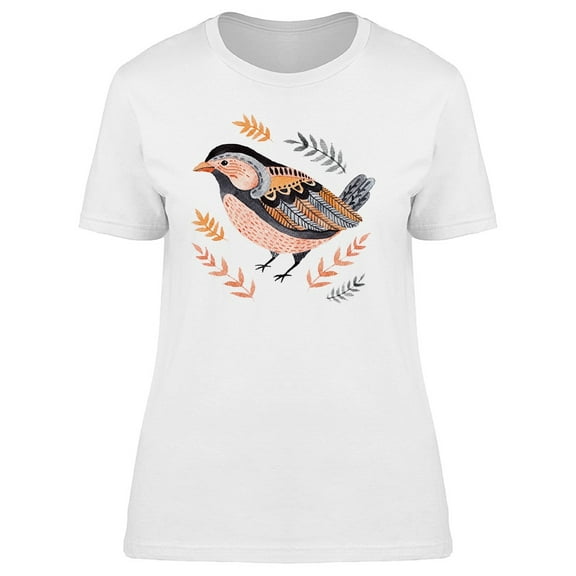 Watercolor Ornate Bird Autumn Tee Women's -Image by Shutterstock