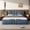 Antique Blue, variant on Eyisean Queen Size Upholstered PU Leather Bed Frame, Modern Platform Bed with Wingback Head Board and Wavy Foot Board, No Box Spring Needed, Easy Assembly