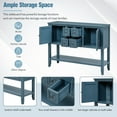 thumbnail image 3 of Modern Storage Vintage Console Table with 4 Drawers and 2 Cabinets, Wooden Buffet Sideboard Table with Open Bottom Shelf, Accent Side Table for Living Room, Kitchen, Entryway, Light Navy, 3 of 9