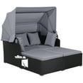 thumbnail image 1 of Gymax Rattan Daybed Lounge with Retractable Canopy, Gray, 1 of 4
