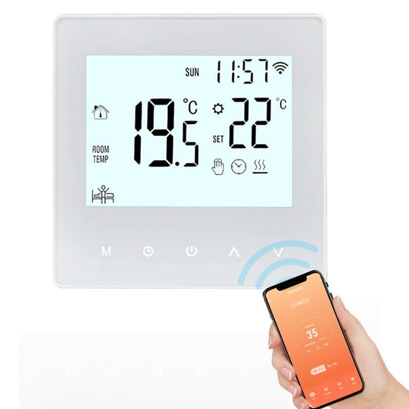 Amdohai Smart Tuya WiFi Thermostat 16A Digital Programmable LCD Display Underfloor Heating Temperature Controller Digital Intelligent Wall Thermostat for Electric Heating