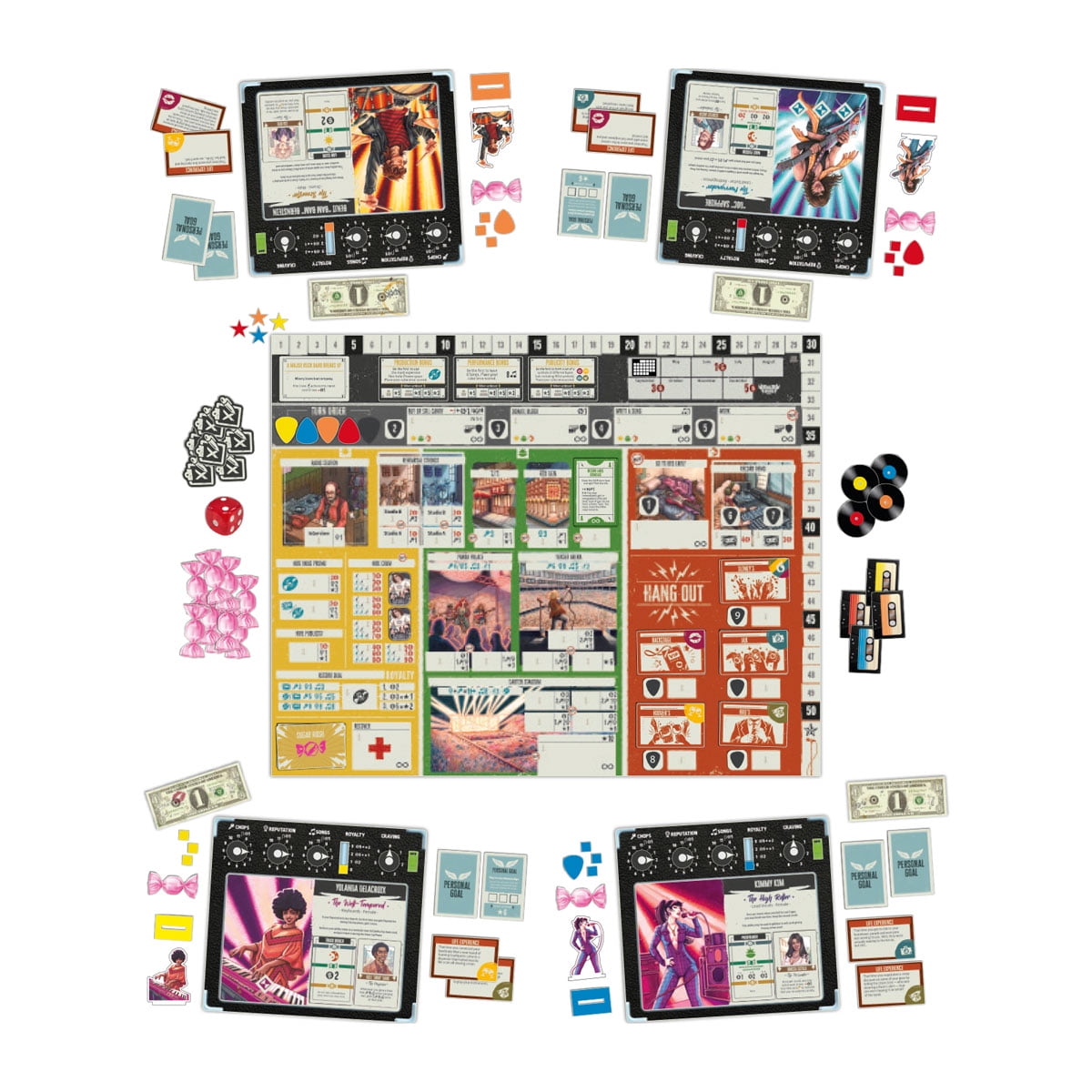 Devir - Rock Hard 1977 Music Strategy Board Game for 2–5 Players Ages 16+, Worker Placement Tabletop Game About Rock Bands, 90-Minute Playtime