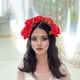thumbnail image 4 of GOOHOCHY 1 diadema de flores de simulación con rosas 3D para mujer, aros para el pelo creativos para novia, boda, fotografía (rojo), 4 of 7