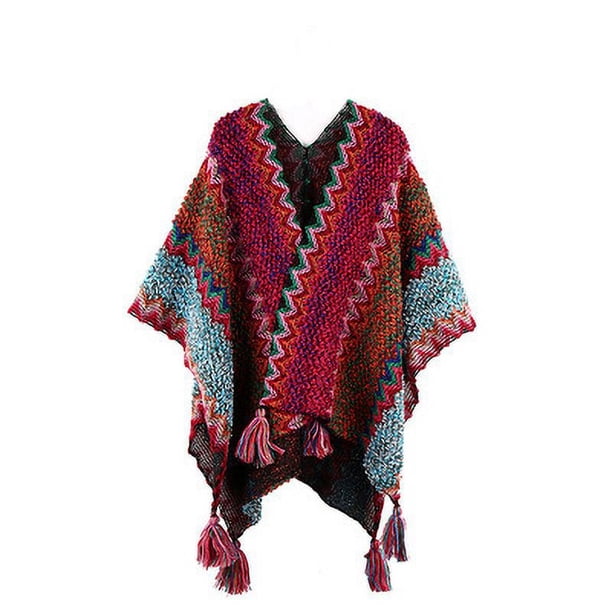 Chal de viaje, ropa de estilo étnico, capa de moda con capa gruesa para mujer