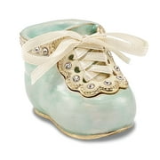 Jere Luxury Giftware Bejeweled IT'S A BOY Blue Baby Bootie Pewter and Enamel Trinket Box and Matching Pendant Charm