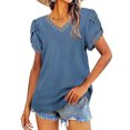 thumbnail image 4 of Sonducket Camiseta de algodón para mujer, camiseta informal de manga corta de verano, ropa escolar Prendas para la parte del cuerpo Azul claro S Sonducket AP010362-16, 4 of 5