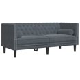 thumbnail image 3 of vidaXL 3 Piece Chesterfield Sofa Set with Bolsters Dark Grey Velvet, 3 of 5