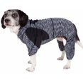 thumbnail image 1 of Pet Life Active 'Downward Dog' Heathered Performance Sudadera con capucha de calentamiento de cuerpo completo en dos tonos, elástica en 4 direcciones, 1 of 8