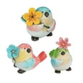 Colorful Bird Ornament with Flowers Hand Painted Resin Animals Statues