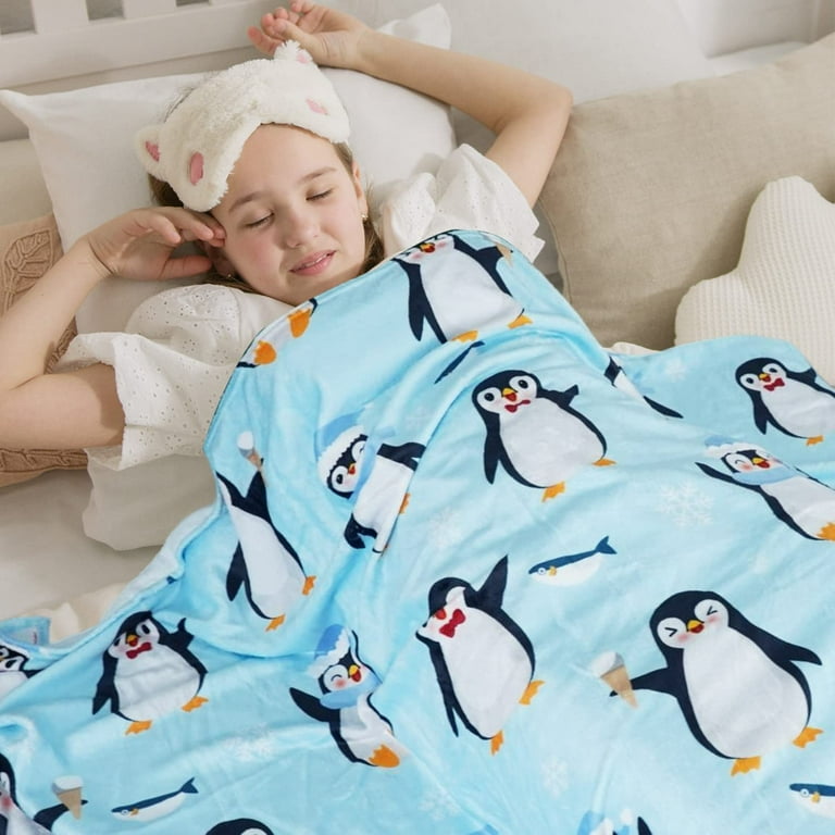 Penguin Blanket Cute Penguin Gifts for Women Men Teens Blue Penguin Throw Blankets Cozy Soft Kawaii Snowflake Cartoon Plush Blanket Christmas Birthday Gifts Penguins Stuff Decor 50x60 inch Walmart.c...