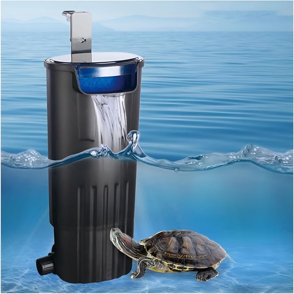 HIBIBUD Upgraded Turtle Tank Filter, Aquarium Internal Filter Fish Tank Filter for 5 to 40 Gallon Ultra Silent Fast and Effective Filtration Waterfall Filter