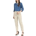 thumbnail image 2 of CURVOSPORT Women's Dressy Shirt Work Office Top Keyhole Pleated Front Ruched 3/4 Sleeve Chiffon Blouse XS Deep Grey Blue, 2 of 6