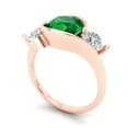 thumbnail image 2 of Three-Stone Engagement Ring for Women - 3.5ct Simulated Emerald in 18K Rose Gold Promise Ring, 2 of 6