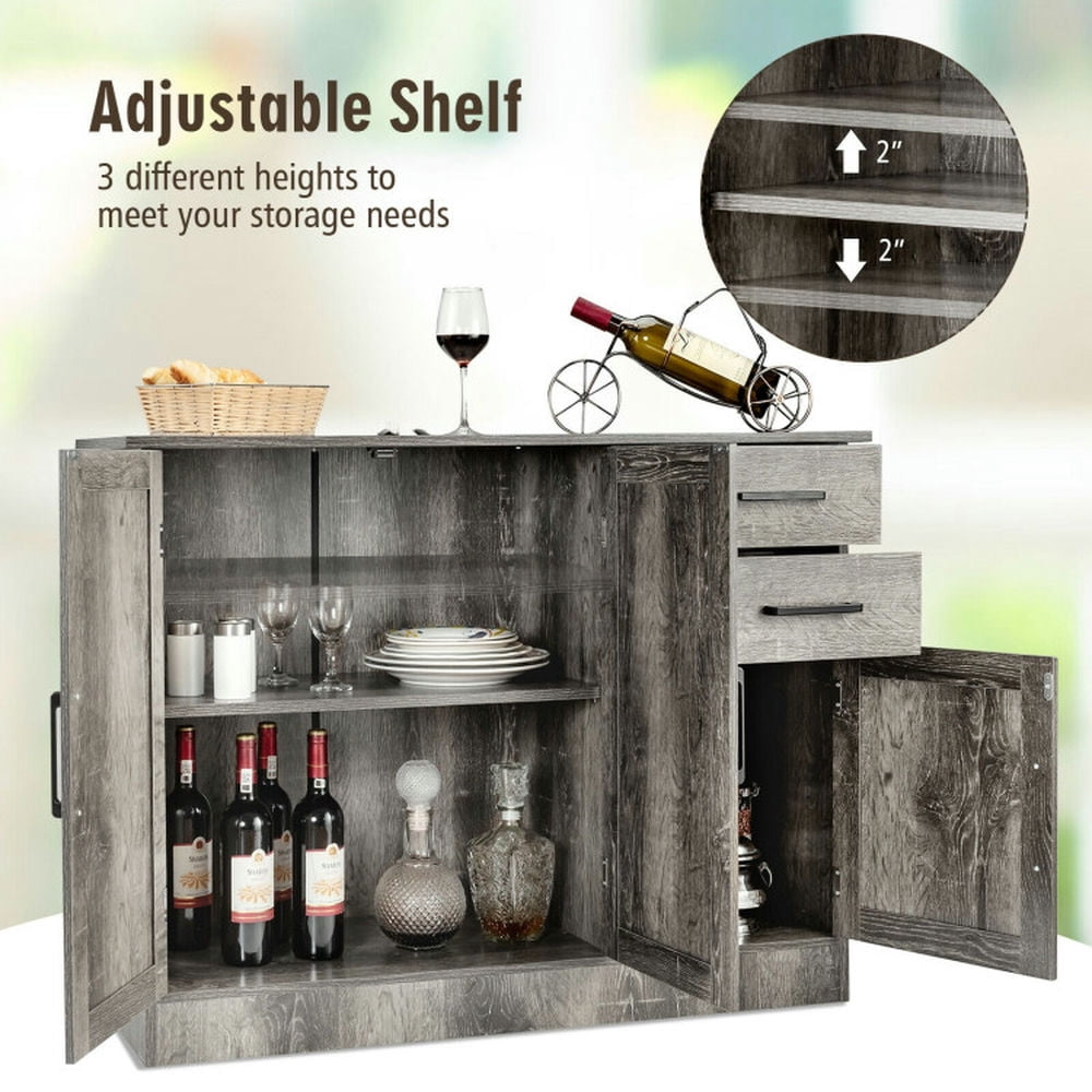 Finihen Kitchen Storage Cabinet, Buffet Sideboard, Buffet Storage Cabinet, Kitchen Sideboard with 2 Drawers, for Dining Room, Kitchen, Living Room, Gray Finihen Kitchen Storage Cabinet, Buffet Sideboard, Buffet Storage Cabinet, Kitchen Sideboard with 2 Drawers, for Dining Room, Kitchen, Living Room, Gray