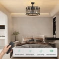 thumbnail image 5 of 18in Black Caged Ceiling Fan With Light, Ceiling Fan Low Profile th Remote Control and Reversible Fan Blades, Industrial Farmhouse Fan Lights Ceiling Fixtures For Kitchen Bedroom, 5 of 8