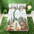 thumbnail image 5 of meiyoeat Green Letter C Monogrammed King Sheets For Boys,Rustic Animal Fox Bear Bedding,4Pcs,1 Flat Sheet,1 Fitted Sheet And 2 Pillowcases, 5 of 6