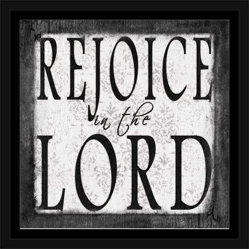 Rejoice In The Lord Distressed Damask Wood Grain Religious