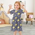 thumbnail image 5 of Cloud Star Pattern Girls Short Sleeve Dress A Line Sun Protection Breathable Comfort Sundress 7-8T, 5 of 8