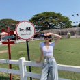 thumbnail image 5 of SAYOO Women Crop Tops, V-Neck Slim-Fit Solid Color Short Sleeve Casual Outwear Streetwear, 5 of 7