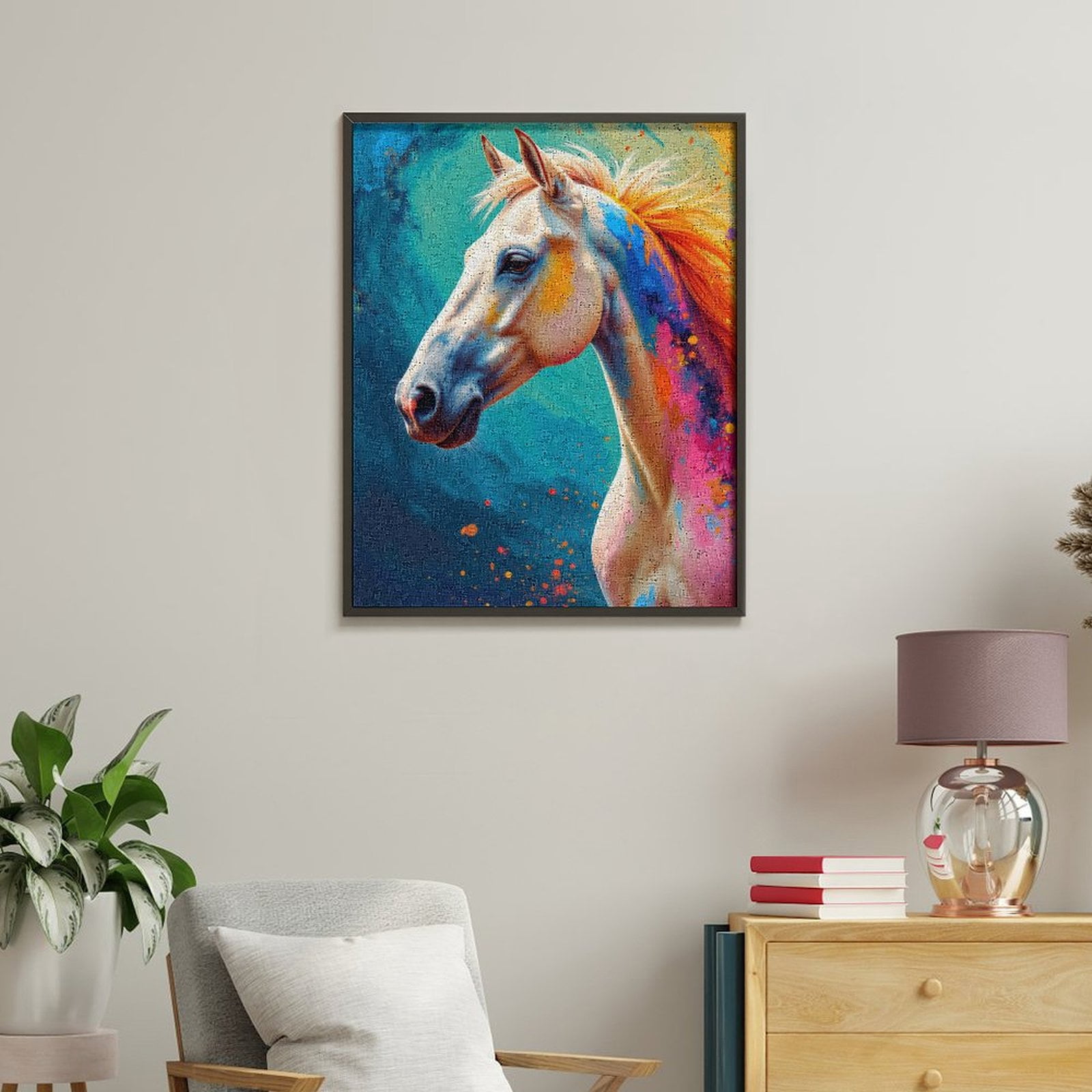 Paint By Numbers Kit for Adults Beginner - DIY Vibrant Horse Abstract Art Canvas Painting Kits for Adults, Frameless Paint By Number for Adults for Home Wall Decor 16x20 Inch