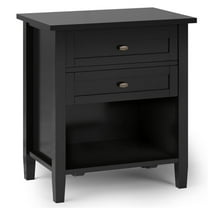 Maklaine Transitional Solid Wood Bedside Nightstand Table in Black