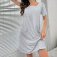 thumbnail image 6 of SELONE Short Sleep Shirts for Women Crew Neck Sleep Shirt Solid Short Sleeve Mini Dress Comfortable Tank Dress, 6 of 8